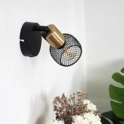 Hofstein Cairns Wandleuchte Schwarz, Altmessing, 1-flammig -Wandleuchten Verkaufsgeschäft cairns wandleuchte h3408414 9