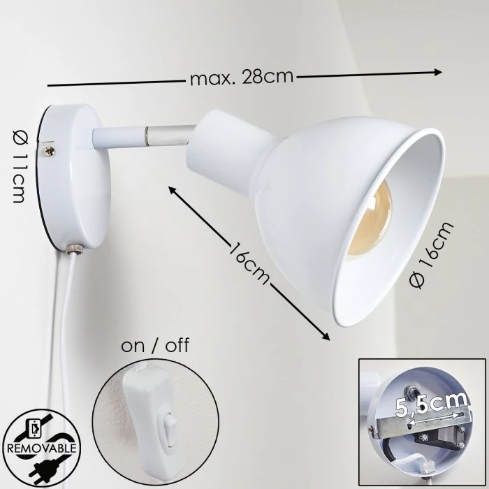 Hofstein Caney Wandleuchte Weiß, 1-flammig 2 Hofstein Caney Wandleuchte Weiß, 1-flammig – Bild 2