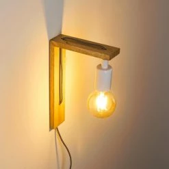 Hofstein Canoe Wandleuchte Holz hell, 1-flammig -Wandleuchten Verkaufsgeschäft canoe wandleuchte h3316436 3