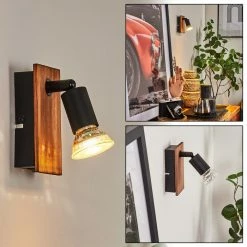 Hofstein Castillo Wandleuchte Schwarz, Naturfarben, 1-flammig