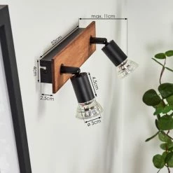 Hofstein Castillo Wandleuchte Schwarz, Naturfarben, 2-flammig -Wandleuchten Verkaufsgeschäft castillo wandleuchte h3613337 3