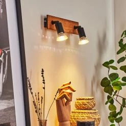 Hofstein Castillo Wandleuchte Schwarz, Naturfarben, 2-flammig -Wandleuchten Verkaufsgeschäft castillo wandleuchte h3613337 6