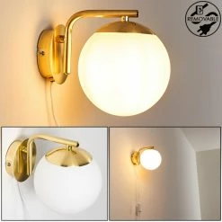 Hofstein Chemung Wandleuchte Messing, 1-flammig