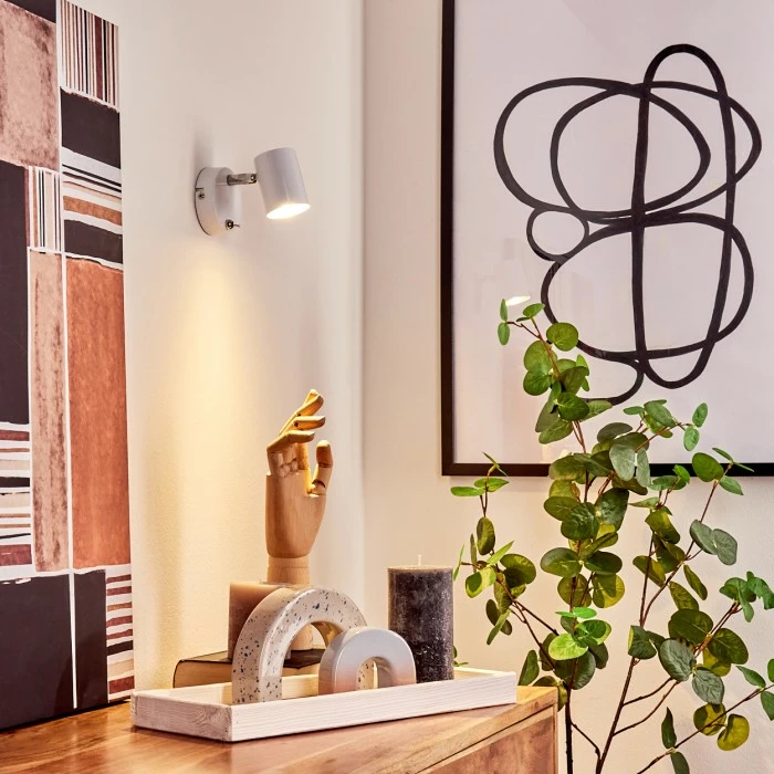 Hofstein Chennai Wandleuchte Chrom, Weiß, 1-flammig 1 Hofstein Chennai Wandleuchte Chrom, Weiß, 1-flammig