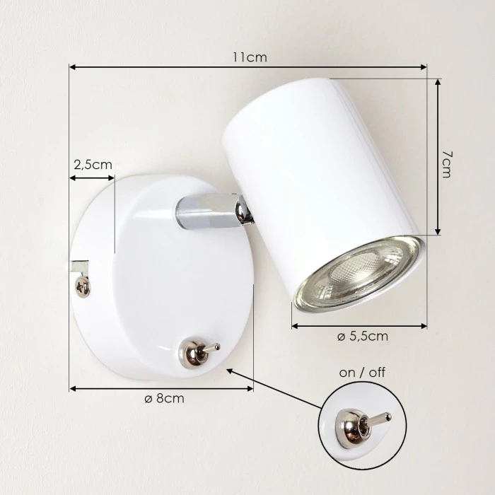 Hofstein Chennai Wandleuchte Chrom, Weiß, 1-flammig 4 Hofstein Chennai Wandleuchte Chrom, Weiß, 1-flammig – Bild 4