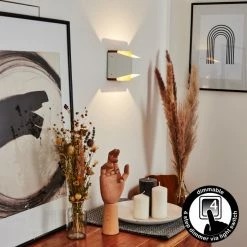 Hofstein Clarens Wandleuchte LED Braun, Weiß, 1-flammig