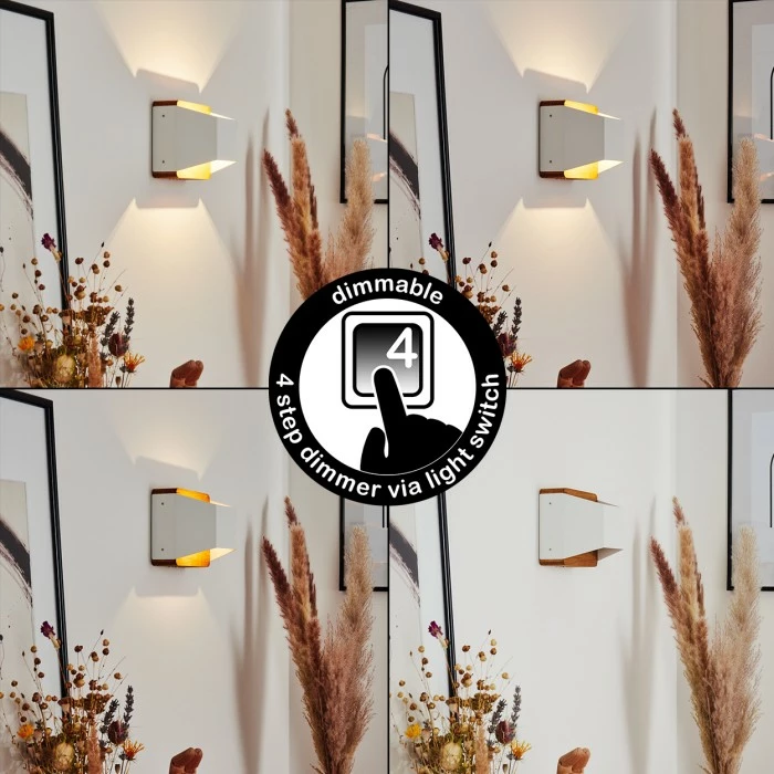 Hofstein Clarens Wandleuchte LED Braun, Weiß, 1-flammig 2 Hofstein Clarens Wandleuchte LED Braun, Weiß, 1-flammig – Bild 2