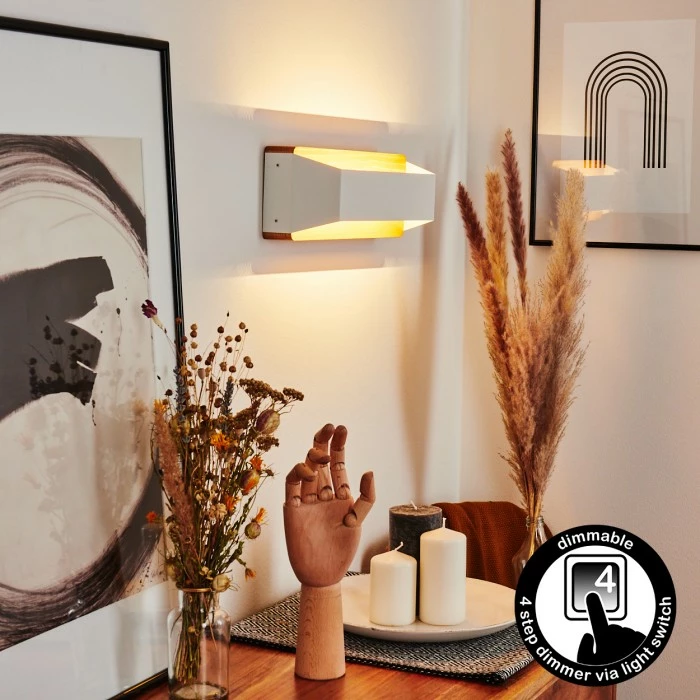 Hofstein Clarens Wandleuchte LED Braun, Weiß, 1-flammig 1 Hofstein Clarens Wandleuchte LED Braun, Weiß, 1-flammig