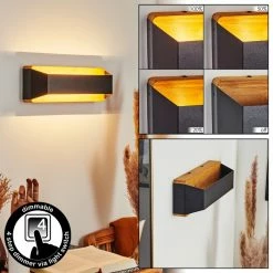 Hofstein Clarens Wandleuchte LED Schwarz, Naturfarben, 1-flammig