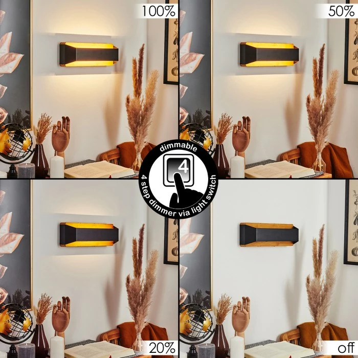 Hofstein Clarens Wandleuchte LED Schwarz, Naturfarben, 1-flammig 2 Hofstein Clarens Wandleuchte LED Schwarz, Naturfarben, 1-flammig – Bild 2