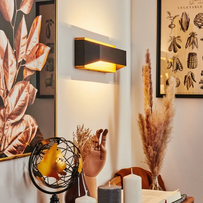 Hofstein Clarens Wandleuchte LED Schwarz, Naturfarben, 1-flammig 11 Hofstein Clarens Wandleuchte LED Schwarz, Naturfarben, 1-flammig – Bild 11