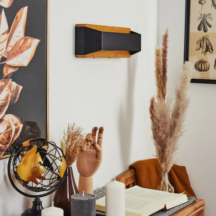 Hofstein Clarens Wandleuchte LED Schwarz, Naturfarben, 1-flammig 12 Hofstein Clarens Wandleuchte LED Schwarz, Naturfarben, 1-flammig – Bild 12