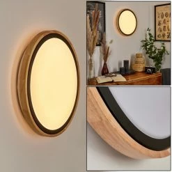 Hofstein Corinto Wandleuchte LED Schwarz, Naturfarben, 1-flammig