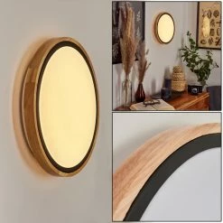 Hofstein Corinto Wandleuchte LED Schwarz, Naturfarben, 1-flammig