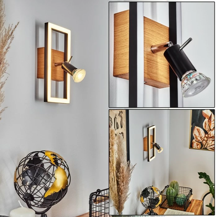 Hofstein Deadwood Wandleuchte LED Chrom, Braun, Holzoptik, 2-flammig 1 Hofstein Deadwood Wandleuchte LED Chrom, Braun, Holzoptik, 2-flammig