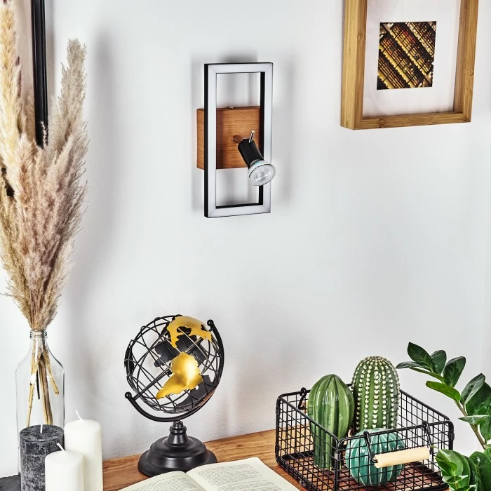 Hofstein Deadwood Wandleuchte LED Chrom, Braun, Holzoptik, 2-flammig 2 Hofstein Deadwood Wandleuchte LED Chrom, Braun, Holzoptik, 2-flammig – Bild 2