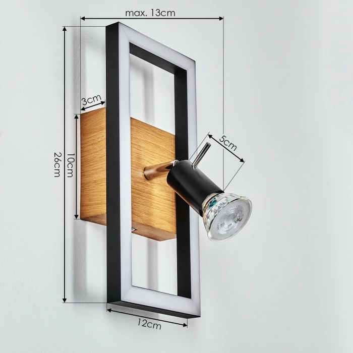 Hofstein Deadwood Wandleuchte LED Chrom, Braun, Holzoptik, 2-flammig 4 Hofstein Deadwood Wandleuchte LED Chrom, Braun, Holzoptik, 2-flammig – Bild 4