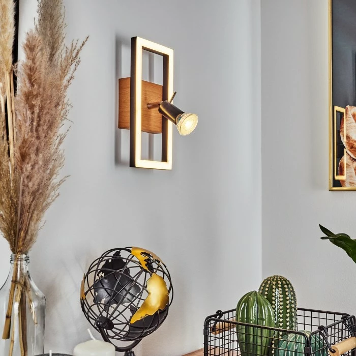 Hofstein Deadwood Wandleuchte LED Chrom, Braun, Holzoptik, 2-flammig 7 Hofstein Deadwood Wandleuchte LED Chrom, Braun, Holzoptik, 2-flammig – Bild 7