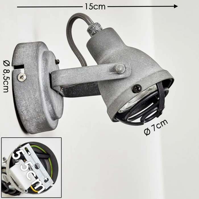 Hofstein Drobak Wandleuchte LED Grau, 1-flammig 2 Hofstein Drobak Wandleuchte LED Grau, 1-flammig – Bild 2