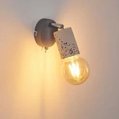 Hofstein Elkhorn Wandleuchte Chrom, Grau, Steinoptik, 1-flammig -Wandleuchten Verkaufsgeschäft elkhorn wandleuchte h3350683 9