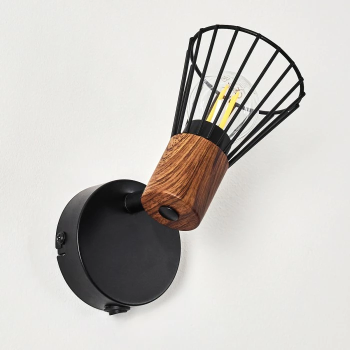 Hofstein Errested Wandleuchte Schwarz, Holz dunkel, 1-flammig 13 Hofstein Errested Wandleuchte Schwarz, Holz dunkel, 1-flammig – Bild 13