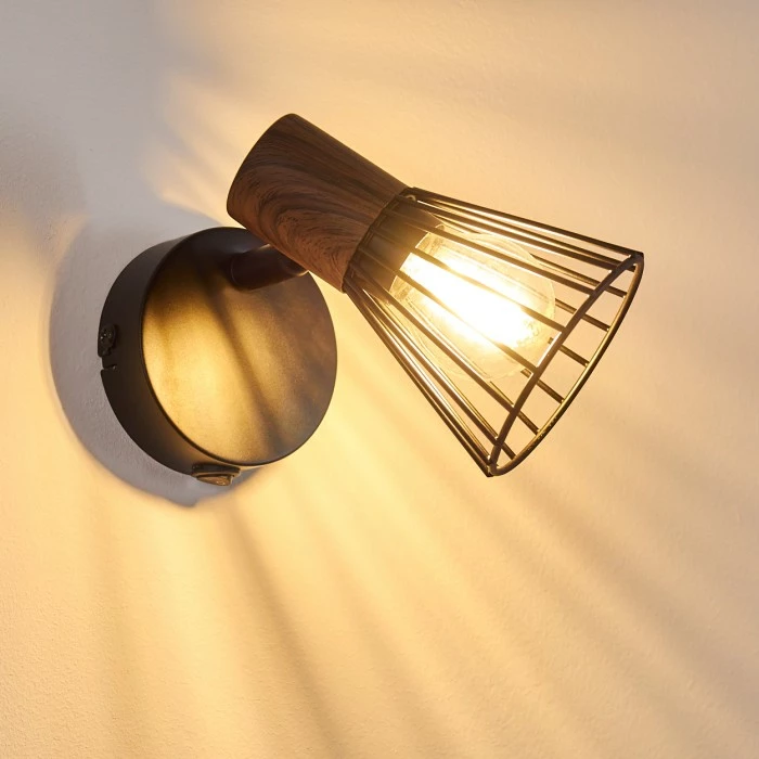 Hofstein Errested Wandleuchte Schwarz, Holz dunkel, 1-flammig 18 Hofstein Errested Wandleuchte Schwarz, Holz dunkel, 1-flammig – Bild 18