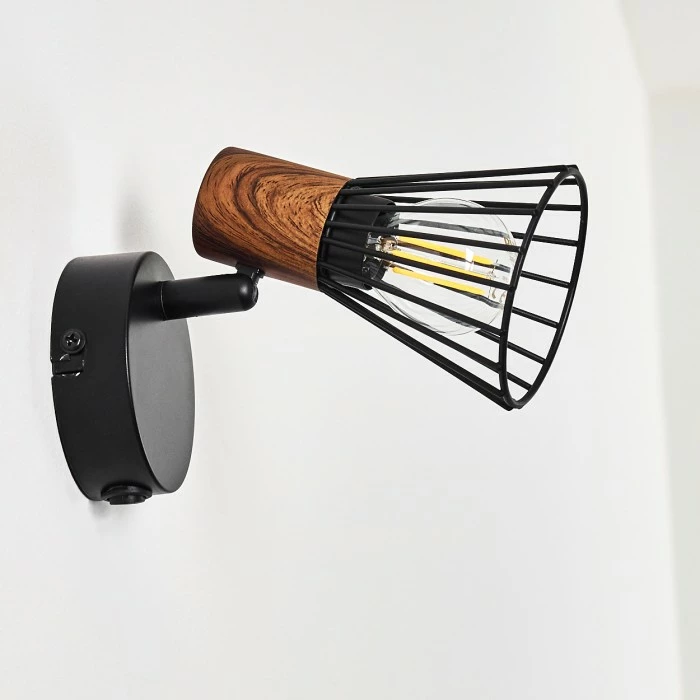 Hofstein Errested Wandleuchte Schwarz, Holz dunkel, 1-flammig 20 Hofstein Errested Wandleuchte Schwarz, Holz dunkel, 1-flammig – Bild 20