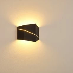 Hofstein Fanas Wandleuchte LED Schwarz, 1-flammig -Wandleuchten Verkaufsgeschäft fanas wandleuchte h3296400 do1 14