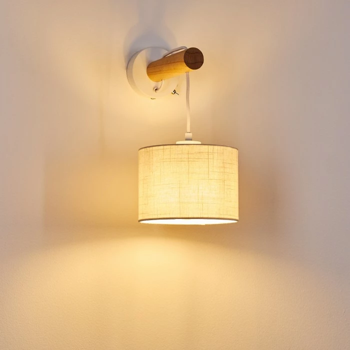 Hofstein Geelong Wandleuchte Weiß, Holz hell, 1-flammig 12 Hofstein Geelong Wandleuchte Weiß, Holz hell, 1-flammig – Bild 12