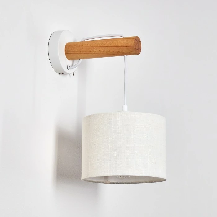 Hofstein Geelong Wandleuchte Weiß, Holz hell, 1-flammig 13 Hofstein Geelong Wandleuchte Weiß, Holz hell, 1-flammig – Bild 13