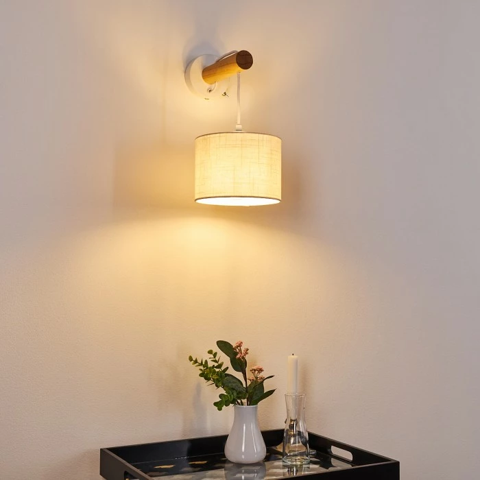 Hofstein Geelong Wandleuchte Weiß, Holz hell, 1-flammig 15 Hofstein Geelong Wandleuchte Weiß, Holz hell, 1-flammig – Bild 15