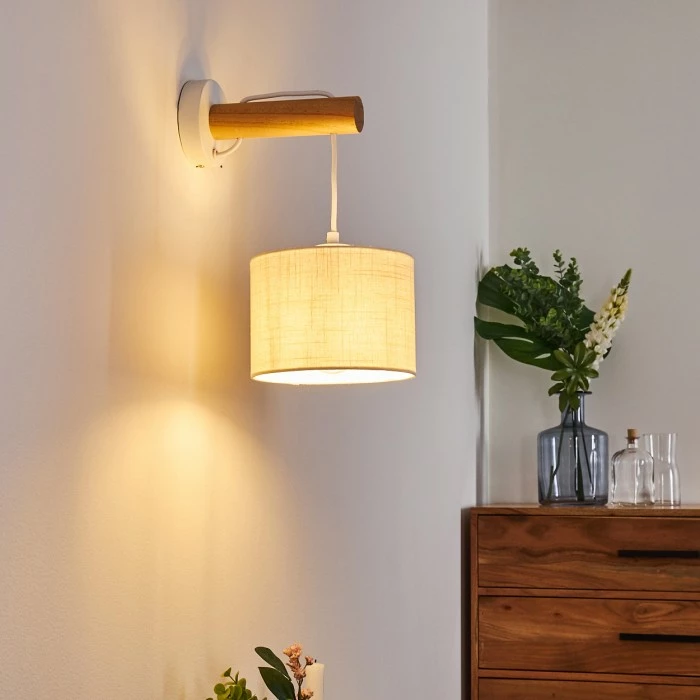 Hofstein Geelong Wandleuchte Weiß, Holz hell, 1-flammig 17 Hofstein Geelong Wandleuchte Weiß, Holz hell, 1-flammig – Bild 17