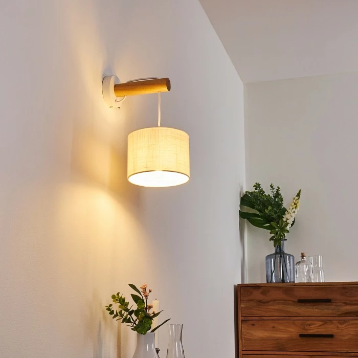 Hofstein Geelong Wandleuchte Weiß, Holz hell, 1-flammig 3 Hofstein Geelong Wandleuchte Weiß, Holz hell, 1-flammig – Bild 3