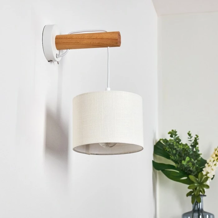 Hofstein Geelong Wandleuchte Weiß, Holz hell, 1-flammig 5 Hofstein Geelong Wandleuchte Weiß, Holz hell, 1-flammig – Bild 5