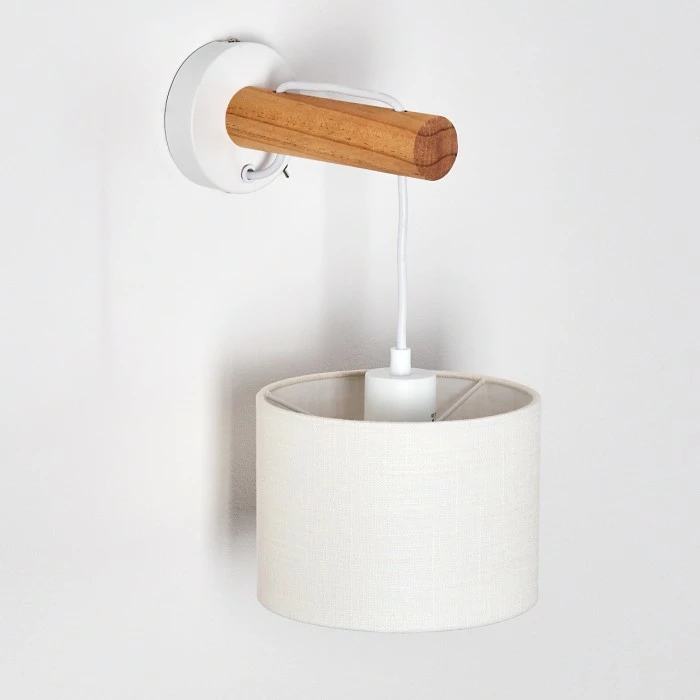 Hofstein Geelong Wandleuchte Weiß, Holz hell, 1-flammig 6 Hofstein Geelong Wandleuchte Weiß, Holz hell, 1-flammig – Bild 6