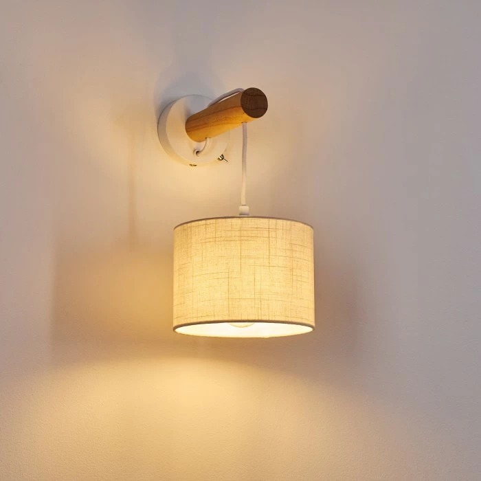 Hofstein Geelong Wandleuchte Weiß, Holz hell, 1-flammig 7 Hofstein Geelong Wandleuchte Weiß, Holz hell, 1-flammig – Bild 7