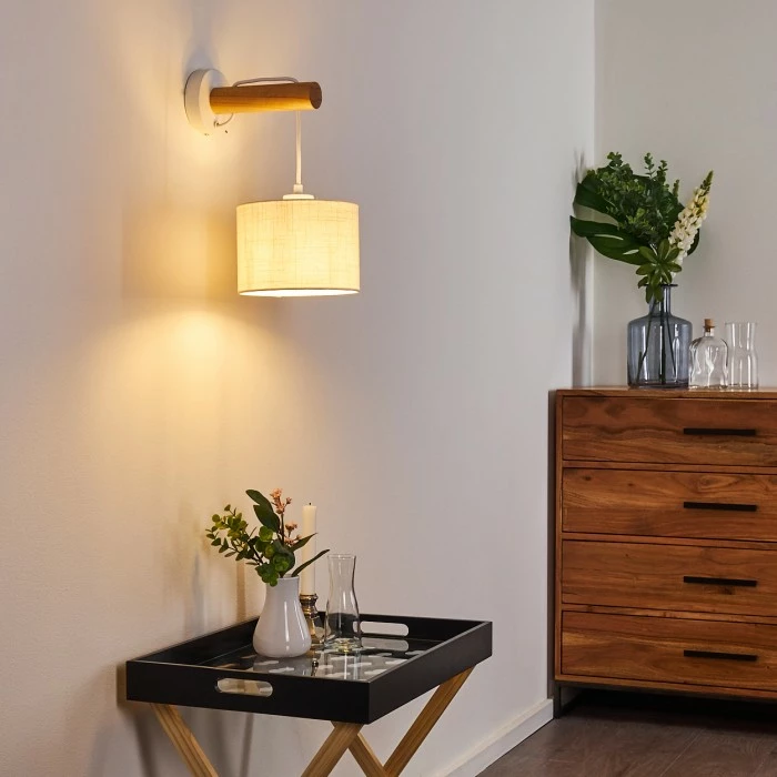 Hofstein Geelong Wandleuchte Weiß, Holz hell, 1-flammig 10 Hofstein Geelong Wandleuchte Weiß, Holz hell, 1-flammig – Bild 10