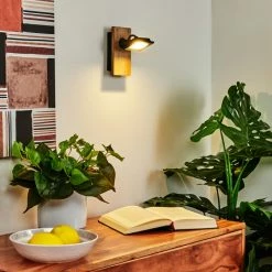 Hofstein Giresta Wandleuchte LED Schwarz, Braun, 1-flammig