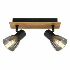 Globo CLAUDE Wandleuchte Schwarz, Holz dunkel, 2-flammig -Wandleuchten Verkaufsgeschäft globo claude wandleuchte 54307 2w 3