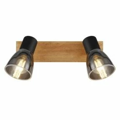 Globo CLAUDE Wandleuchte Schwarz, Holz dunkel, 2-flammig -Wandleuchten Verkaufsgeschäft globo claude wandleuchte 54307 2w 4