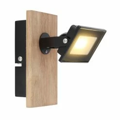 Globo JOYA Wandleuchte LED Schwarz, Holz hell, 1-flammig
