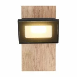 Globo JOYA Wandleuchte LED Schwarz, Holz hell, 1-flammig -Wandleuchten Verkaufsgeschäft globo joya wandleuchte 56247 1b 2