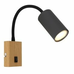 Globo ROBBY Wandleuchte Schwarz, Holzoptik, 1-flammig