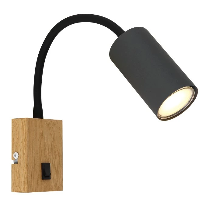 Globo ROBBY Wandleuchte Schwarz, Holzoptik, 1-flammig 1 Globo ROBBY Wandleuchte Schwarz, Holzoptik, 1-flammig