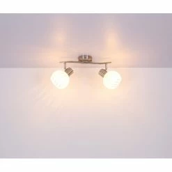 Globo WILLY Strahler Nickel-Matt, 2-flammig -Wandleuchten Verkaufsgeschäft globo willy strahler 54025 2 6