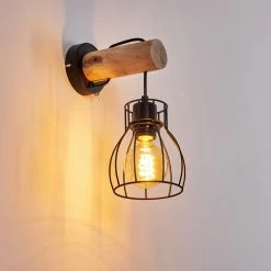 Hofstein Gondo Wandleuchte Schwarz, Holz hell, 1-flammig 28 Hofstein Gondo Wandleuchte Schwarz, Holz hell, 1-flammig -Wandleuchten Verkaufsgeschäft gondo wandleuchte h3331118 10