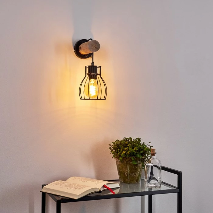 Hofstein Gondo Wandleuchte Schwarz, Holz hell, 1-flammig 13 Hofstein Gondo Wandleuchte Schwarz, Holz hell, 1-flammig – Bild 13