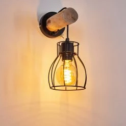 Hofstein Gondo Wandleuchte Schwarz, Holz hell, 1-flammig 33 Hofstein Gondo Wandleuchte Schwarz, Holz hell, 1-flammig -Wandleuchten Verkaufsgeschäft gondo wandleuchte h3331118 15