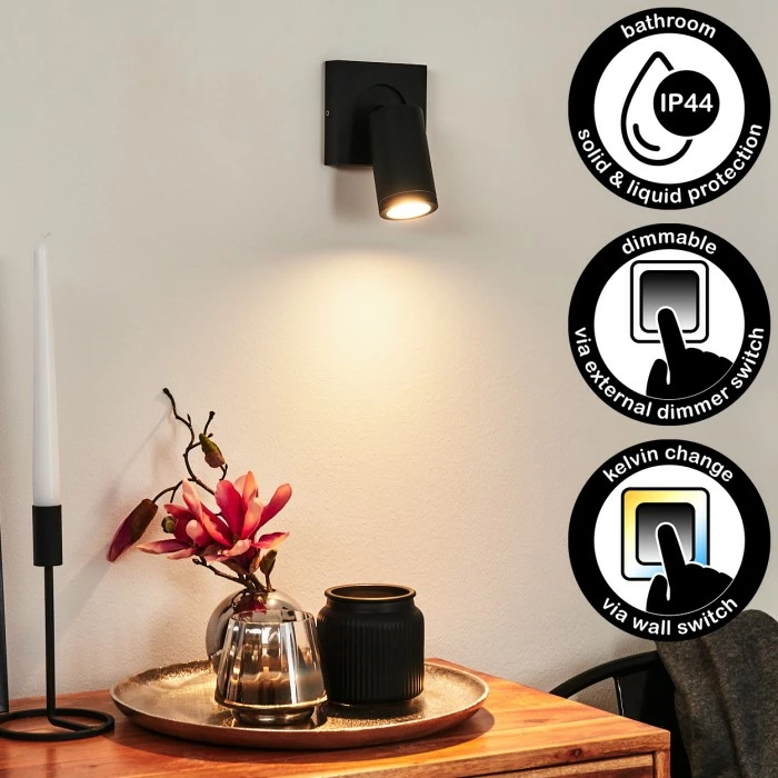 Hofstein Hakamken Wandleuchte LED Schwarz, 1-flammig 1 Hofstein Hakamken Wandleuchte LED Schwarz, 1-flammig