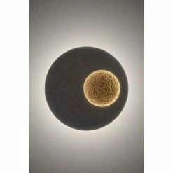 Holländer LUNA RUND GROß Wandleuchte LED Schwarz, Braun, Gold, 1-flammig
